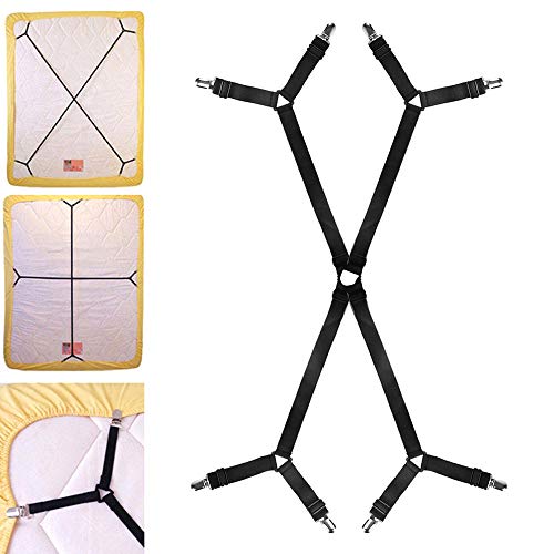 Librao Bed Sheet Straps, Noir, Length: 150cm-250cm Cover