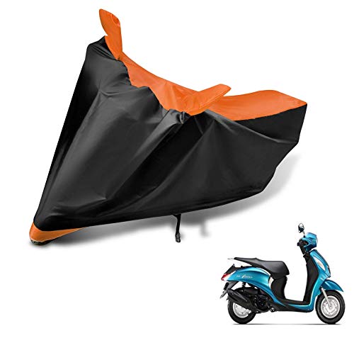 Image of Auto Hub Scooty Cover Compatible with Yamaha Fascino with Mirror Pocket, Dustproof, Heat Resistant, Triple Stitched, Fascino Scooty Cover- Black, Orange