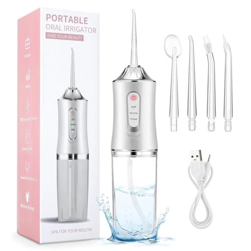 Portable Oral Irrigator Water Flosser for Teeth Cleaning, Rechargeable Cordless Dental Flosser with 3 Cleaning Modes, 220ML Water Tank, Waterproof USB Charging Oral Care Device for Adults & Kids (Multicolor)