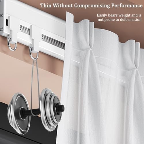Ultra-Thin Aluminum Room Divider Track Rail - Smooth Sliding Drapery Rod for Living Room, Balcony, Bay Window - Easy Install, 260cm/8.5ft (Champagne)