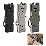 Lot de 3 Sifflets de Secours en Acier Inoxydable, 150 DB avec Porte-clés...