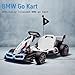 FORESEE 36V Licensed BMW Kids Electric Go Kart with Adjustable Seat, 7.5 MPH Drifting Car Battery Powered Ride On Go Kart with Lights, Max Load 132lbs, for 6 Years Old, White
