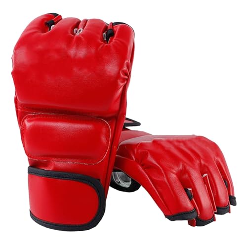 Gants de sac lourd Cyrank gants de kickboxing rouges avec protection demi-doigts pour adulte