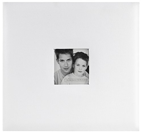 Image of MCS Expandable 10-Page Fabric Scrapbook Album with Photo Opening Cover and 12 x 12 Inch Pages, 13.5 x 12.5 Inch, White