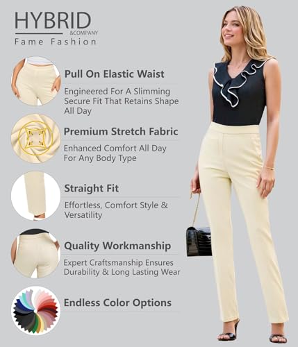 Hybrid & Company Women’s Straight Leg Pull On Pants – Ultra Stretch Ponte – Office & Casual Wear2