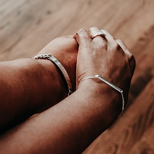 Eve's Addiction Custom Engraved Stainless Steel Men's Id Bracelet, 8.5 Inches Long - Personalized Name Bracelets For Men - Men's Curb Link Bracelets - Gifs For Dad #TOP2
