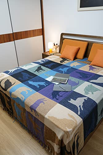 Knit Woven Super Soft Chenille Wolf Throw Blanket With Tassels Bohemian Throw Covers Large Couch Furniture Sofa Chair Loveseat Recliner Over Sized Cover (Wolf, S (60" X 75")) #TOP6