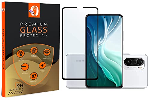 Image of STP FEEL� Premium Tempered Glass Screen Protector Compatible for Mi 11X 5G (Black, Pack of 1) Edge to Edge Coverage with Easy Installation Kit