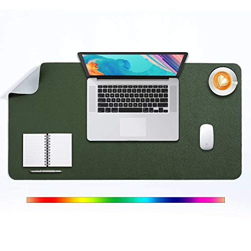 Tappetino per Mouse Grande, Mouse Pad XL, DOBAOJIA Sottomano da Ufficio, Laptop Tappetino, Tappetino Scrivania, Tappetino Scrittura, Uso Doppio Lato Simipelle PU 80 x 40cm (Verde Scuro/Grigio)