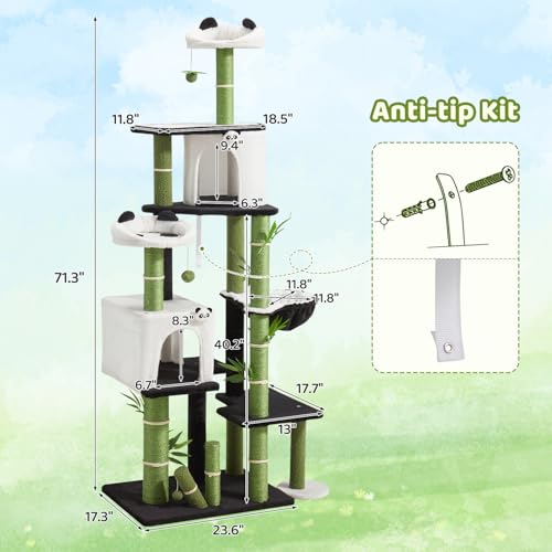 Torre para gatos Erinnyees 71.3 pulgadas con diseño panda miniatura 6