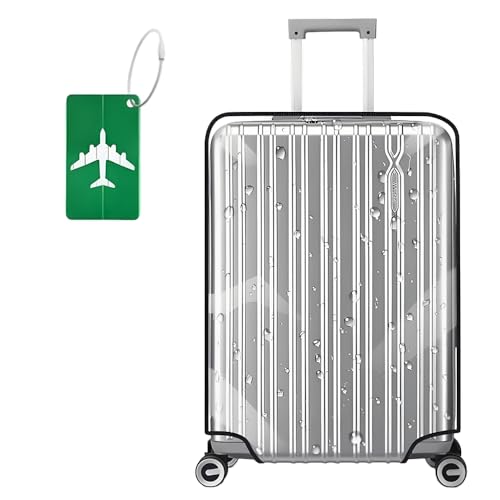 Clear PVC Suitcase Covers Protectors, Travel Luggage Covers for Suitcases Waterproof, 20 Inch Luggage Case Cover Trolley Suitcase Protective Cover with Luggage Tag for Wheeled Suitcase Luggage