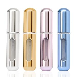 Bouteille Vaporisateur de Parfum de Voyage 5ml, 4PCS Vaporisateur Parfum Vide Rechargeable, Mini Portable Voyage Parfum Atomiseur Bouteille, Facile à Ingérer, Etanchéité Solide