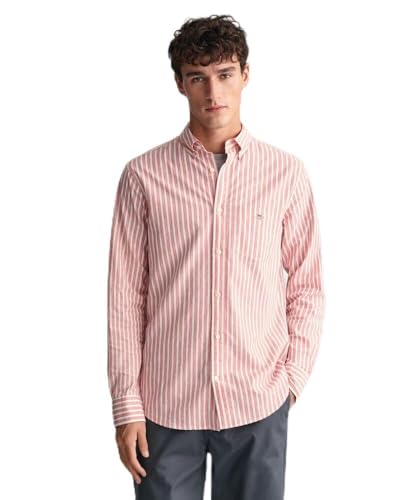 Gant Para Hombre. 3240060 Camisa Regular Fit De Lino Y AlgodóN A Rayas Rosa (S), Casual, Manga Larga-image