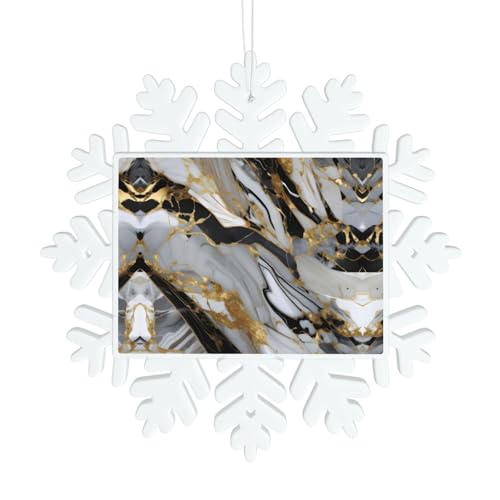 Luxury Marble Pattern Snowflake Decorations - Festive Winter Christmas Hanging