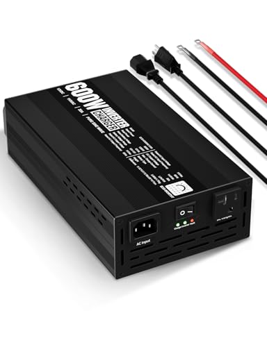 Image of ECO-WORTHY 600W Inverter Charger, 600W Pure Sine Wave Inverter with 25A LiFePO4 Lithium Battery Charger, 12V DC to 110V AC Converter for Backup Power deep Cycle Battery RV Boat Home