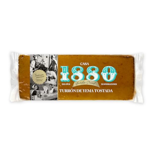 1880 - Turrón aus geröstetem Eigelb in Rilsan-Verpackung, 300g, Tafel mit erlesenen Mandeln und Honig, cremige Konsistenz, klassischer Turrón, handgefertigt, traditionelle Rezeptur