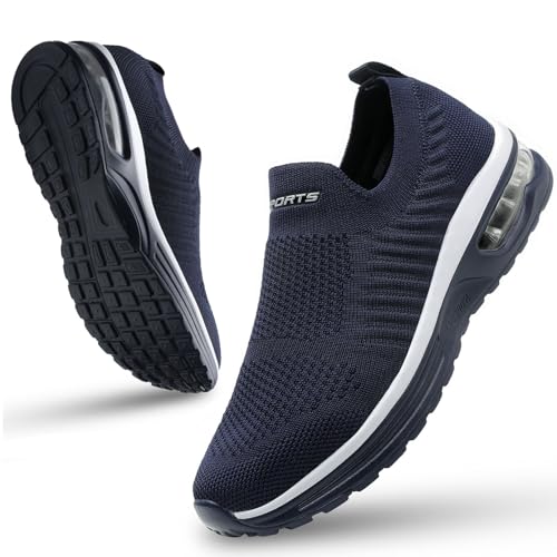 Littleplum Damen Slip On Sneakers Leicht Turnschuhe Bequem Atmungsaktiv Mesh Sneakers Damen Sportschuhe,B Dunkelblau,40 EU