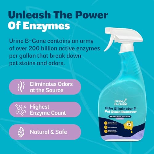 Image of Urine B-Gone Enzyme Cleaner for Human, Cat & Dog Urine, Lavender, 32 oz