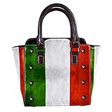 Nananma Schultertasche mit Tragegriff für Damen, Leder, Retro-Flagge von Italien