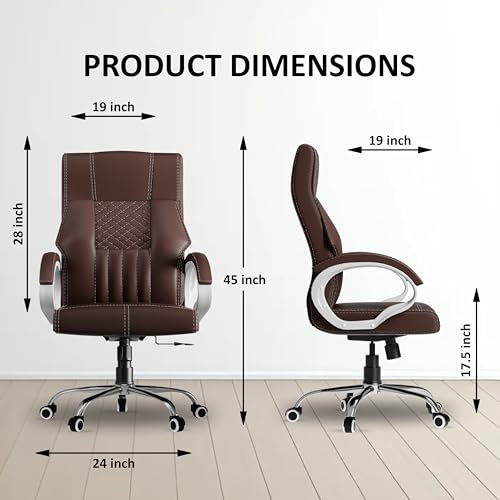 Image of FUGO FG21 Ergonomic Office Chair,Adjustable Height,Cushioned Back&Seat,Tilting Mechanism,Heavy Duty Metal Base,Dual Nylon Casters,Comfortable Desk Chair for Work,Home Office,3-Year Warranty (Brown)