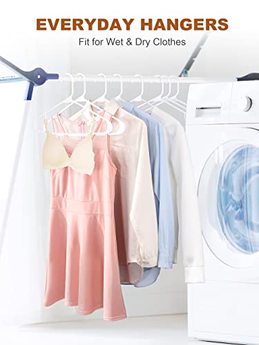 Jersow White Plastic Hangers - 60 Pack, Clothing Hangers Plastic Durable Tubular Shirt Hangers Coat Hangers, Slim&Space Saving, Heavy Duty Clothes Hangers Ideal For Laundry & Everyday Use （White） #TOP4