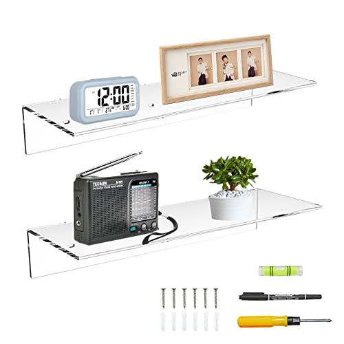 Sezanrpt 17 Inches Acrylic Shelves, Wall Mounted Shelves for Bedroom,