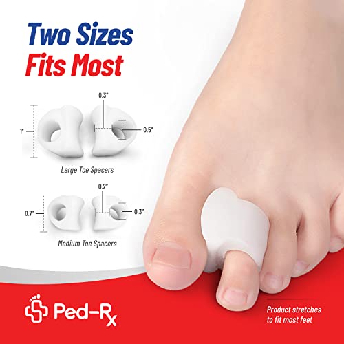 [8 Pack ] Ped-Rx Silicone Gel Toe Separators Spacers - To Correct Bunions, Hallux Valgus, Straighten Overlapping Toes, Realign Crooked Toes, Hammer Toe (4 Bigger, 4 Smaller) #TOP2