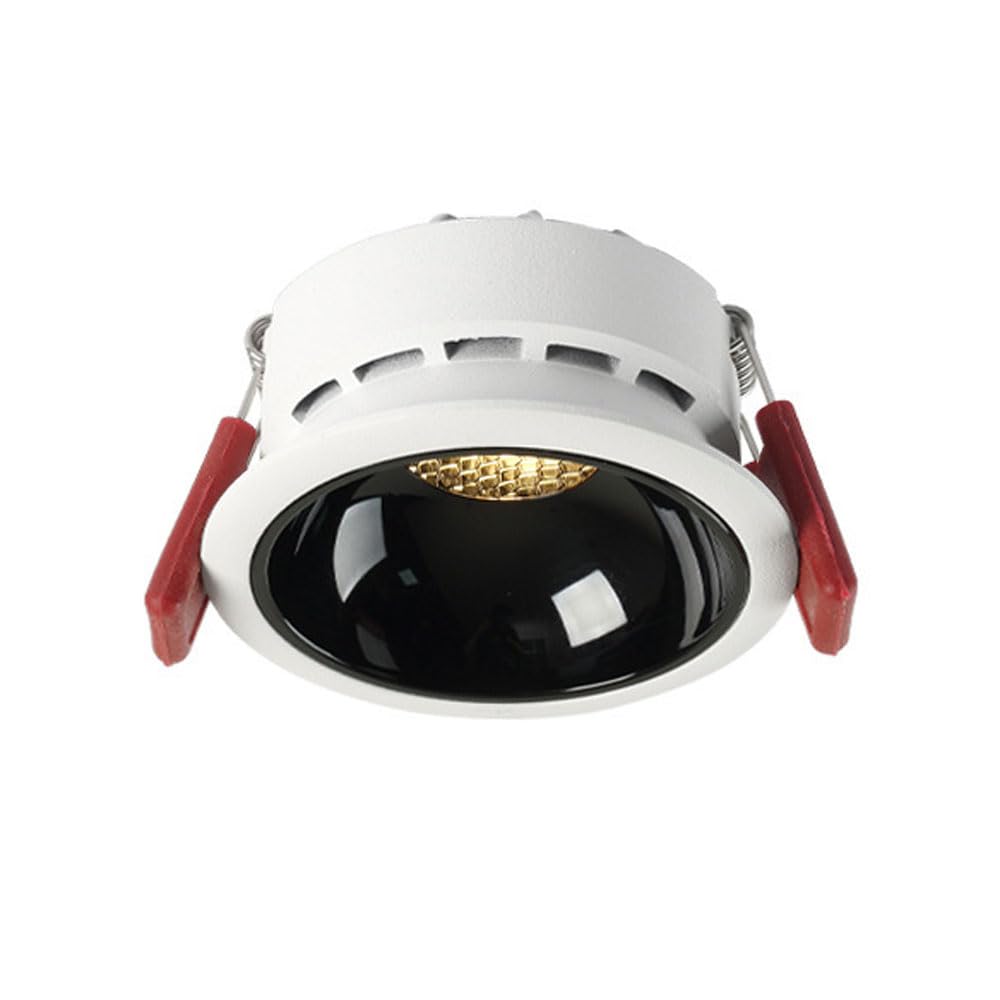JKJZSALJ 1 Pack 3.3 Inch Led Dimmable,7W Cob Recessed Ceiling Light,3000K/4000K/6000K,Cri>93,Ultra-Thin Round Aluminum Recessed Lights,Black Cup