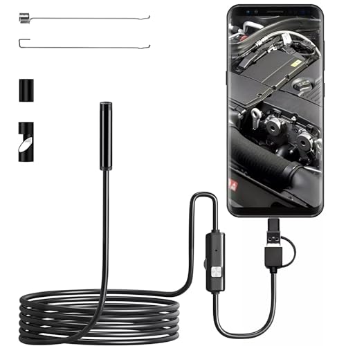 Lettuce Eat® 5.5mm USB Endoscope Inspection Camera 2 MP CMOS Snake Camera Borescope 2 in 1 Flexible HD Waterproof Tube Sink Drain Pipe Camera with 6 Led Light for PC/Laptop/Computer/OTG UVC Android Ph