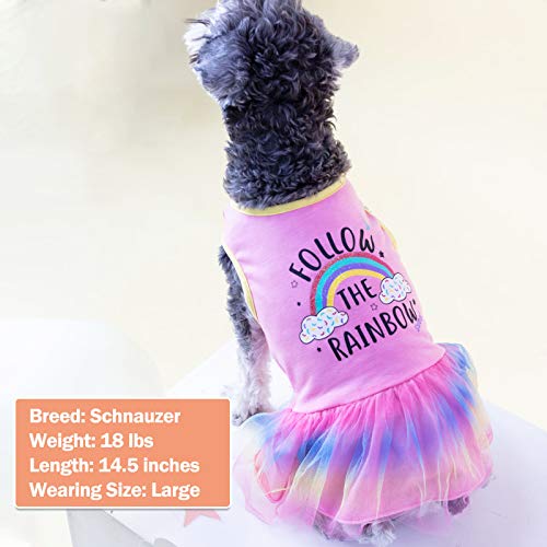 Kyeese Pride Month Dog Dress Glitter Rainbow Small Dog Skirt Doggie Sundress Pride Month Party Birthday Dress Dog Apparel #TOP4