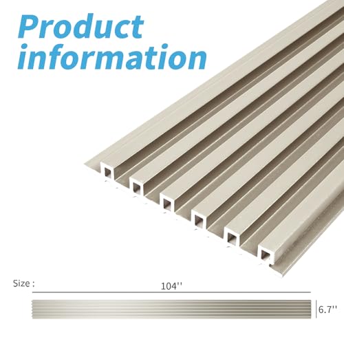 Art3d 8 Pack WPC Wainscoting Panels, 104" x 6.7" Slat Wall Paneling, Glossy Metal Finish 3D Wall Panels for Interior Wall Decor, Living Room, Bedroom - Elegant Champagne by Art3d - Used condition - Image 3