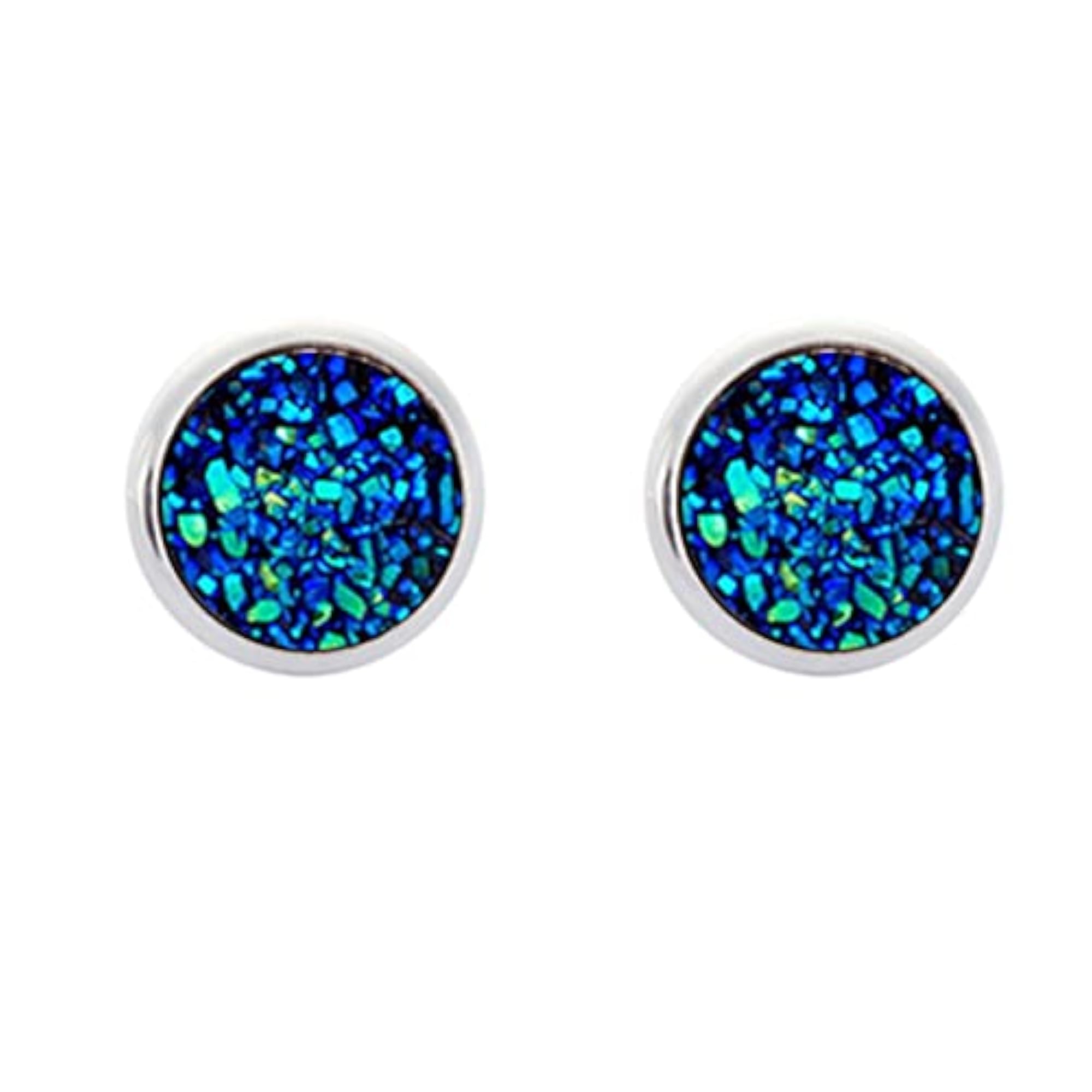 Stainless Steel Crystal Round Stud Earrings for Ladies
