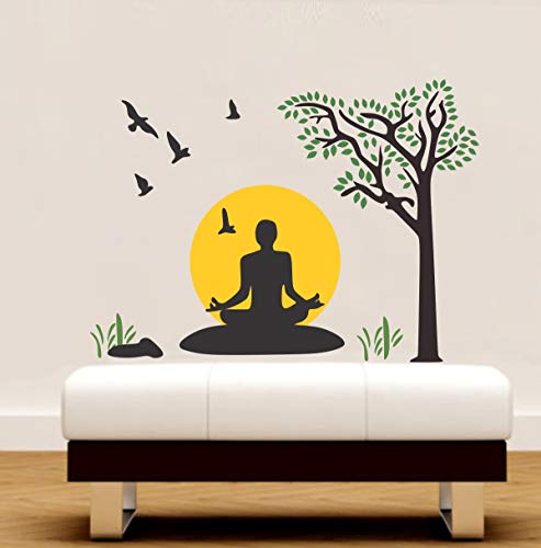 Image of Lord Buddha PVC Vinyl,Wall Sticker for Home Decor - Ideal for Living Room, Bedroom, Hall, Kids Room, Play Room (Size -45 cm x 45 cm) (Buddha Vinyl (-58 CMX 40 CM))