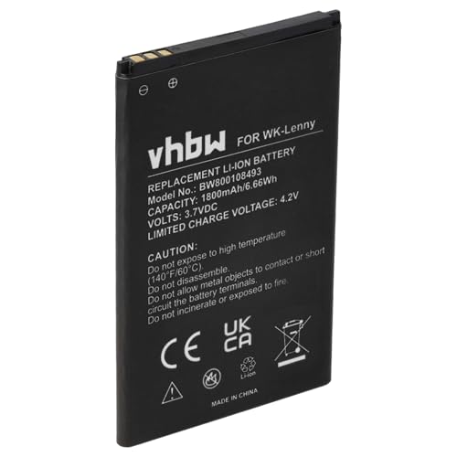 vhbw Batterie Compatible avec Wiko Lenny 2, 3 Smartphone (1800mAh, 3,7V, Li-ION)