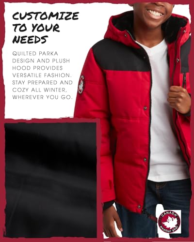 Image of CANADA WEATHER GEAR Boys' Puffer Jacket - Insulated Winter Nylon with Faux Fur Lining - Outerwear Ski Jackets for Boys (8-20)