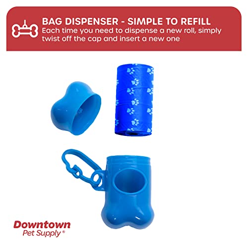 Downtown Pet Supply Dog Poop Bags (1000 Ct - Rainbow Paw Print Bags & 2 Dispensers) Waste Bag Dispenser Clips To Dog Leashes Bags & Dog Harnesses- Poop Scoop Bags Are Leak-Proof Bags & Unscented #TOP6