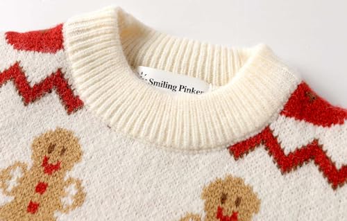 SMILING PINKER Little Girls Christmas Sweater Chunky Knitted Santa Reindeer Pullover Warm Winter Top3