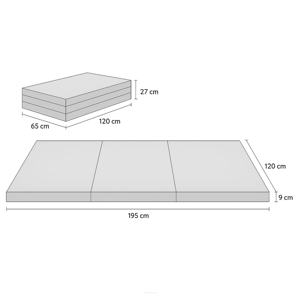 FORTISLINE Matelas de voyage pliable XL 195 x 120 x 8 cm | Matelas d'invité pliable | Certificat Oeko-Tex | Housse microfibre amovible | Mousse de polyuréthane | Idéal pour le camping et les invités