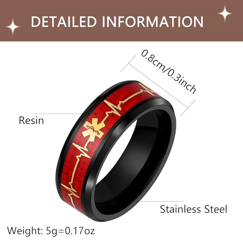 Oneress Rotes Kreuz Medical Ring, Harz Verstellbar, Geschenk für Krankenschwestern & Ärzte YA5273-11