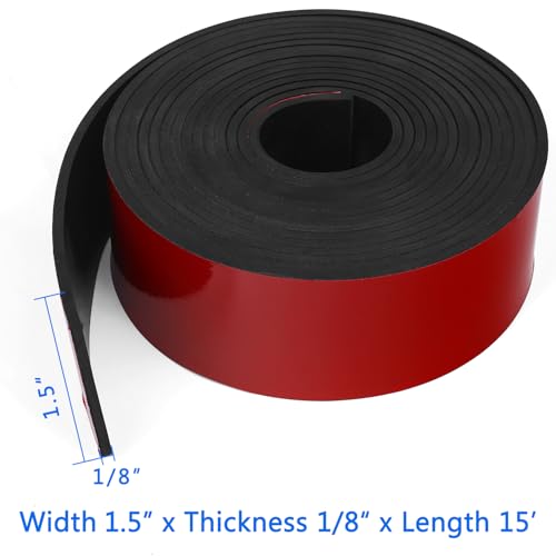 Image of WochiTV Adhesive Rubber Strips, 1.5 inch Wide x 1 /8 inch Thick x 180 inch Long Self Stick Black Neoprene Rubber Rolls Perfect for DIY Insulation Cushion Gasket, Sealing, Liner, Weather Striping