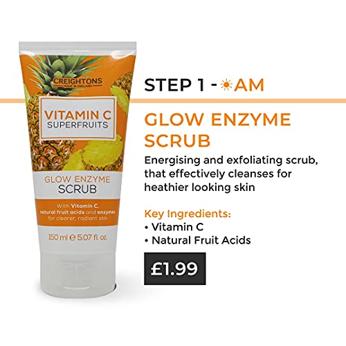 Creightons Vitamin C Superfruits Glow Enzyme Scrub (150 ml) - An Energising and Exfoliating Scrub with Vitamin C, Natural Fruit Acids and Enzymes for Clearer, Radiant Skin