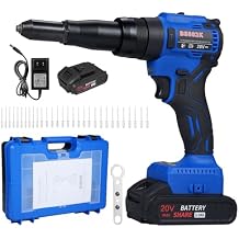 Weytoll Cordless Rivet Machine, Portable 20V Lithium Battery Charging Full-Automatic Core Pulling Rivet Machine Professional Kit,with 30Pcs Rivets, for 1/8, 5/32, 3/16 Rivets