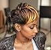 BeiSD Short Black Wig with Mixed Brown Bangs Natural Short Haircuts for Women Synthetic Short Wigs for Black Women... (7342)