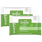 Simple Kind To Skin Cleansing Makeup Remover Wipes - Vegan Facial Cleanser Wipes with Vitamin B5 and E - Removes Waterproof Makeup - 2 pc