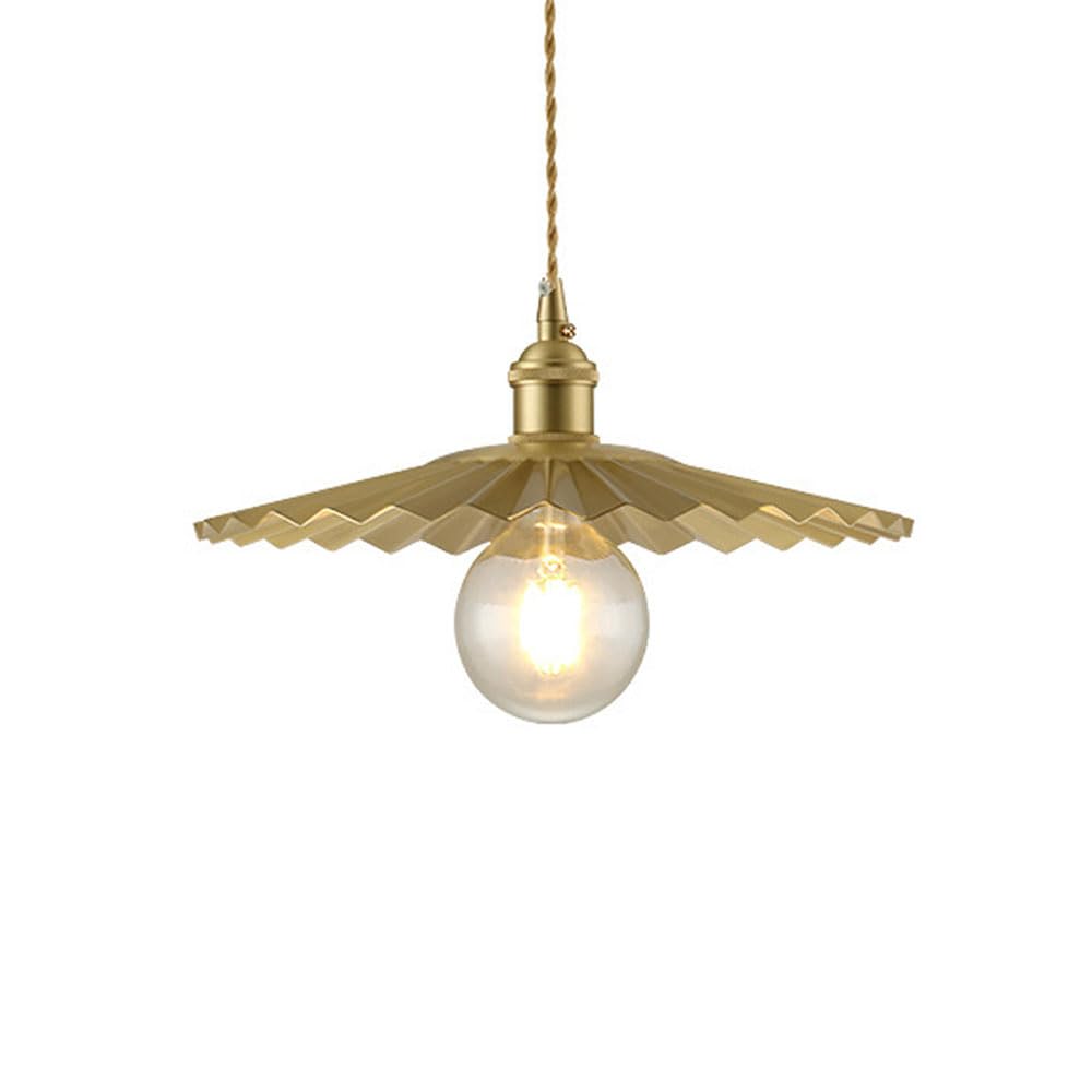 Lustre de plafond en cuivre plissé doré pour cuisine