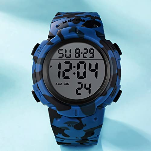 MJSCPHBJK Mens Digital Sports Watch, Waterproof LED Screen Large Face Military Watches and Heavy Duty Electronic Simple Army Watch with Alarm, Stopwatch, Luminous Night Light - Black - Thumbnail 3