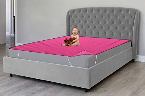 Image of The Furnishing Tree Mattress Protector / Waterproof Bedsheet Size WxL 36x75 inches Single Bed One unit Polyester Pink