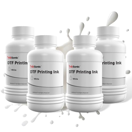 Image of InkSonic DTF Ink White 1000ML, Premium DTF Transfer Ink for PET Film, Refill Ink Compatible for All DTF Printer (White, 4 * 250ml)