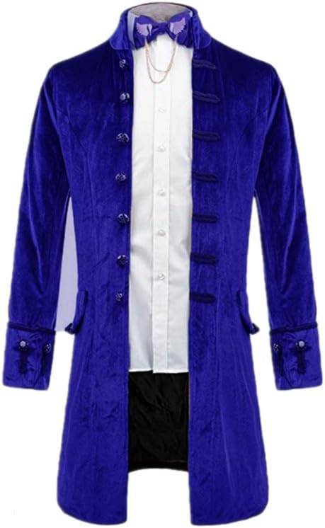 Mens Retro Velvet Victorian Steampunk Long Blazer Jacket Gothic Frock Coat JK003