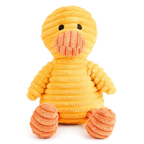 Image of Zappi Co Yellow Duck Plush Dog Toy with Squeaker – Soft, durable, ribbed design for play, perfect for small and medium dogs. Ideal for interactive play and enjoyment.